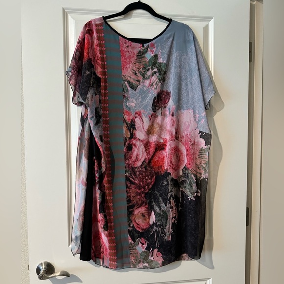 NEW Volt Design Overlay Tunic Dress Floral Paso Chiffon Size 5 (12/14 US) NWT - Picture 3 of 7